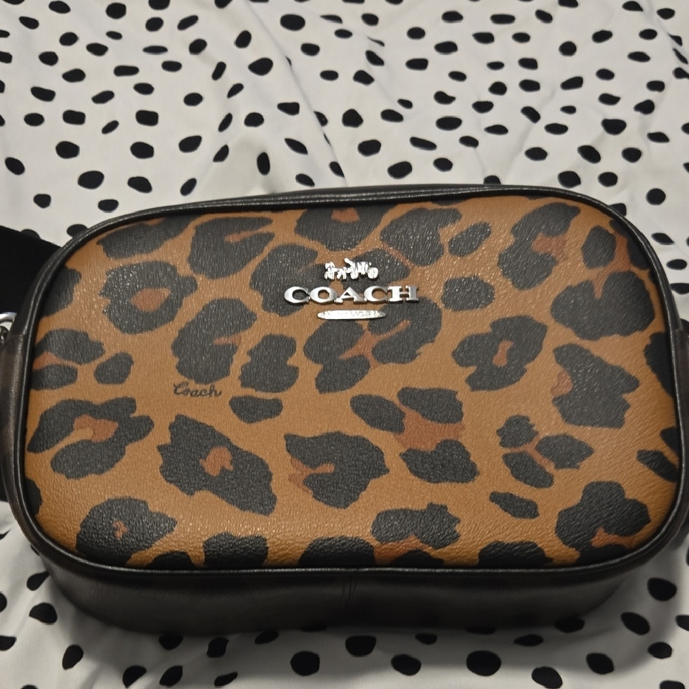Coach Leopard Print Crossbody Bag - Black and Brown